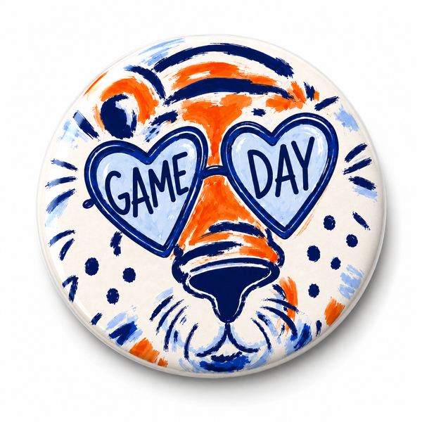 Game Day Tiger Heart Eyes Button