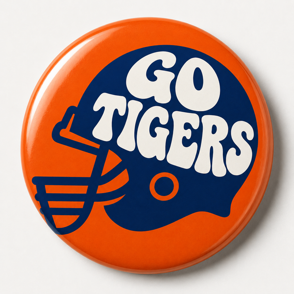 Go Tigers Helmet Button