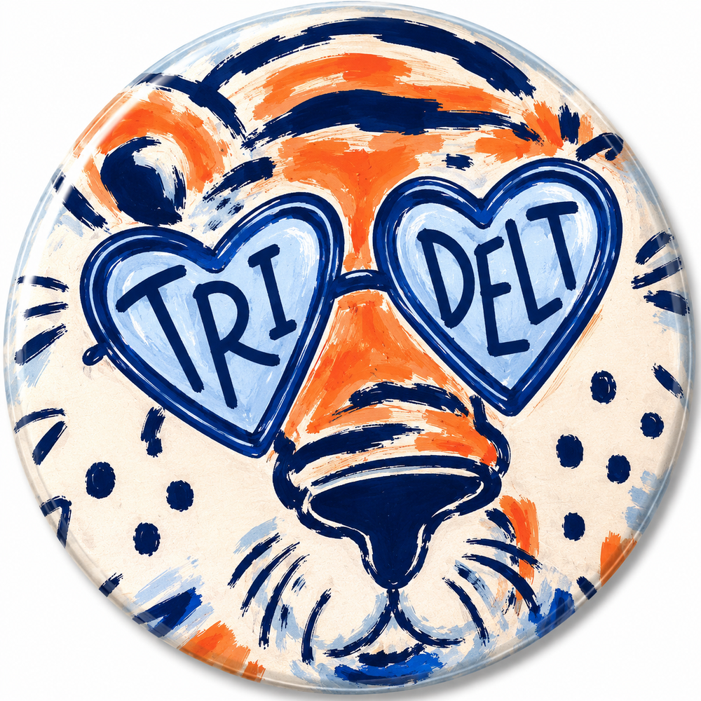 Tiger in Heart Glasses Button