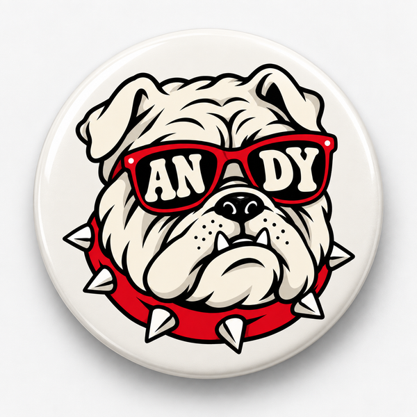 Andy Bulldog with Sunglasses Button